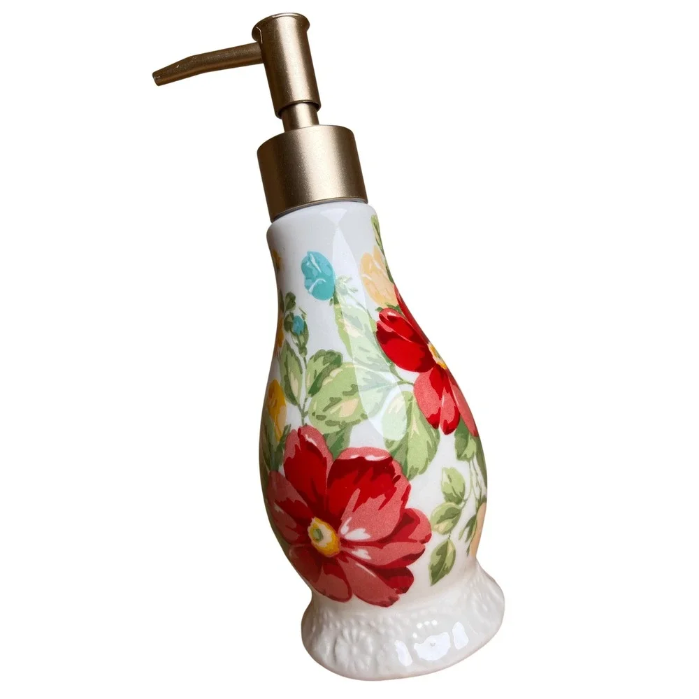 The Pioneer Woman Vintage Floral Earthenware Soap Dispenser Discontinued